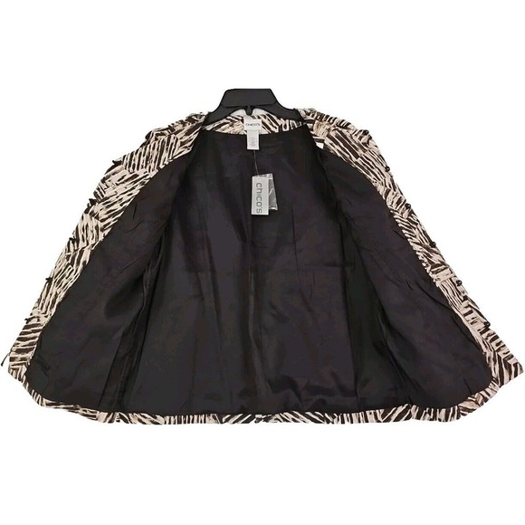 Chico’s ~Woman Size 1(M)~ Beige/Brown Blazer Fully Lined Jacket Beaded NWT. - Picture 7 of 9